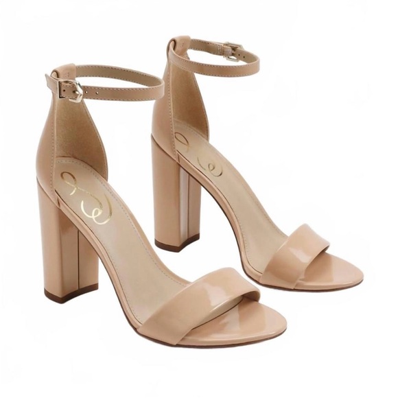 SAM EDELMAN Yaro faux patent-leather sandals size US 9.5 Beige Blush - Picture 1 of 5